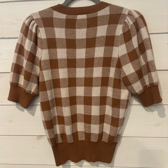Ann Taylor Factory Petite Brown and White Checkered Knit Sweater - Picture 11 of 16
